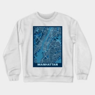 Manhattan - United States Peace City Map Crewneck Sweatshirt
